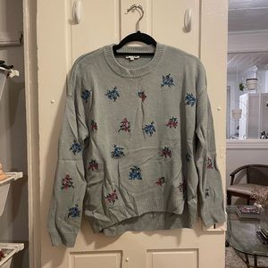 Floral embroidered sweater